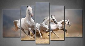 First Wall Art - Horse Running Horses Wall Art Decor Animal Canvas Pictures Artwork 5 Panel Painting Prints for Home Living Dining Room Kitchen