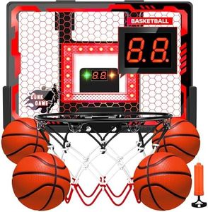 Indoor Basketball Hoop Toy for Kids, Pro Basketball Hoop Over The Door - Sports Gifts for Boys 6-12+ Year Old - Basketball Boys Toys Ages 6 7 8 9 10 11 12