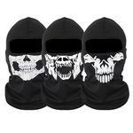 SKHAOVS 3 Piece Ghost Mask Skull Balaclava,Multifunctional Motorcycle Face Mask, Full Head Ski Snood Mask Windproof Warmer Headwear for Outdoor Sport Bike Skateboard Snowboard Cosplay (black)