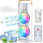 Zemic Portable Double Ended Spray Fan, Cold Air, 3 Gears USB Rechargeable Mini AC Air Cooler Misting Fans with LED Light Cooler, Touch & Remote Control, 280ml Water Tank, Ice Filling Fan (Multy)