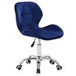 Charles Jacobs Home Office Swivel Computer Desk Chair with a Height Adjustable Chrome base and Wheels - Blue Velvet