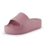 CUSHIONAIRE Women's Ninja platform slide sandal with +Comfort, Blush, 8