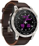 Garmin D2™ Mach 1, Touchscreen Aviator Smartwatch with GPS Moving Map, Aviation Weather, Health and Wellness Features and More, Oxford Brown Leather Band