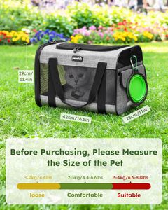 Pecute Pet Carrier Bag, Portable Cat & Dog Travel Handbag – Grey, M, Under 5kg