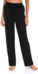 GYS Soft Viscose Pajama Pants for Women, Comfy Lounge Sleep Pants Pj Bottoms Drawstring Sleepwear, Black, Small