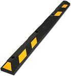 SmartSign Rubber Parking Curb - Heavy Duty Parking Stop with Yellow Reflective Stripe Chevrons, 72" Long (6ft), Wheel Stop for Parking Lot/Garage/Cars/Trucks, Pre-Drilled Holes, Pack of 1