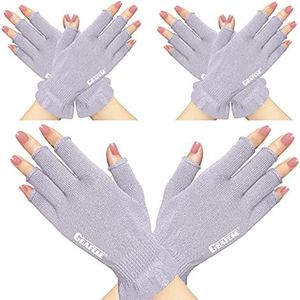 GSAFEME Cotton Gloves for Dry Hands - Fingerless Touchscreen Moisturizing Gloves for Sleeping - Cotton Eczema Gloves for Men and Women, Purple L/XL 3 Pairs