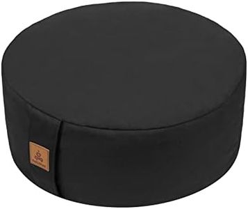 FelizMax Zafu Buckwheat Meditation Cushion, Round zabuton Meditation Pillow, Yoga Bolster, Floor Pouf, Zippered Organic Cotton Cover, Kneeling Pillow - 6 Colors and Large Small Sizes, Black, 16"x16"x5"