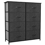 YITAHOME Chest of Drawers, Fabric 8-Drawer Storage Organizer Unit for Bedroom Living Room Closet, Sturdy Steel Frame, Easy Pull Fabric Bins & Wooden Top, Fabric Dresser,Black Grey