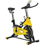 Soozier Stationary Exercise Bike, Indoor Cardio Workout Cycling Bike with Belt Drive Adjustable Resistance, Seat, Handlebar w/LCD Display for Home Gym