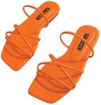 GORGLITTER Women's Sandals Dressy Flat Slip on Sandals Strappy Cute Beach Sandals Orange Strappy 7.5