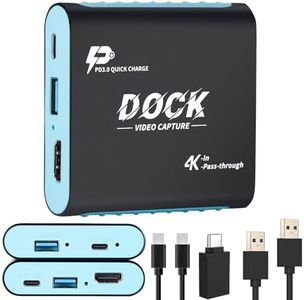 2-in-1 Switch Dock & Capture Card for Nintendo Switch 2/Switch/Steam Deck-1080P 60Hz, USB3.0, 4K HDMI Docking Station with USB-C PD 100W Charging | Portable Travel Dock for Gaming Streaming