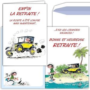 Afie Glmx-2030 Grande Carte Départ en Retraite Gaston Lagaffe - Maxi Format Géant A4 avec Enveloppe - Voiture