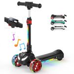 3 Wheel Kids Scooter Ages 3-12, iHoverboard B2 Electric Scooter for Kids with LCD Display, Bluetooth Speaker, Various LED lights & 3 Adjustable Heights, Foldable Toddler E-Scooter, Gift for Kids