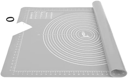 SUPER KITCHEN Tappetino da Pasticceria Antiscivolo con Raschietto, Tappetino da Forno in Silicone Antiaderente Riutilizzabile, Tampone per Impastare, Stuoia per Fondente, Pizza (Grigio, 80x60 cm)