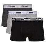 WRANGLER Men's Boxer Shorts in Black/Charcoal/Grey | Soft Touch Cotton Rich Trunks with Stretchy Elasticated Waistband | Comfortable and Breathable Underwear - Multipack of 3