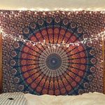 Popular Handicrafts Tapestry Wall Hanging Hippie Mandala Bohemian Hippy Psychedelic Design Indian Peacock Meditation Gypsy Tapestries Bedspread 54 x 60 Inches (140cm x 150cm) Multicolor