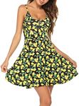 UNibelle Women's Short Floral Strappy Casual Summer Dress - Yellow - XXL