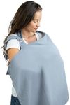 Muslin Nursing Cover for Baby Breastfeeding, Soft & Breathable Cotton Breastfeeding Cover for Mom with Rigid Hoop for Mother Nursing Apron by Comfy Cubs (Pacific Blue)