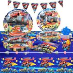 TrustBlai Truck Birthday Party Supplies, Birthday Decorations Plates Set, Napkins and Tableware, Disposable Tableware Party Supplies for Kids Baby Shower Birthday (Car Tableware Set)