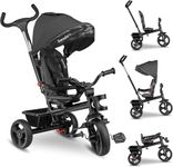 LIONELO Haari 2in1 Kids Tricycle Stroller for toddlers 1-5 Years Up to 25kg Parent steering control Swivel seat Three wheeler Bike Harness Canopy Basket Cup Holder Robust frame Durable Wheels