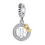 OutstandLong 18th Birthday Charms fit European Pandora Bracelet Necklace Gold Butterfly Dangle Bead for Daughter Son