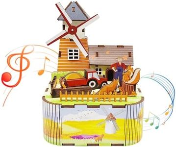 Mievayo 3D Puzzles Windmill DIY Rotating Music Box Kit for Girlfriend, Boyfriend, Family, Friends, Birthday, （Pastoral Windmill）