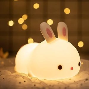 Baby Night Light Lamp, 7 Colors Rechargeable Bunny Lamp for Bedroom, Cute Stuff for Teen Girls Toddler Night Lights for Kids Room Gifts