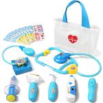 Liberry Doctor Kit for Toddlers 3-5 Years Old, 18-Piece Doctor Bag Pretend Play Toys, Durable Medical Kit with Toy Stethoscope, Blue Doctor Gift for Kids