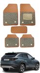 Minansh Foot Mats/Floor Mats Compatible with Hyundai Santa Fe 2006-2012 7D Luxury Leather Washable Car Floor Mat (Tan)