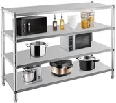 Garvee Stainless Steel Shelves,60x19x60 in Storage Shelf 4-Tier Heavy Duty Adjustable Shelf Unit for Kitchen Garage Office Restaurant Warehouse,330lb Per Shelf