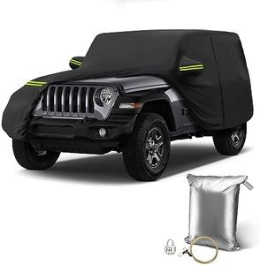 SaSupfe Waterproof Car Cover for Jeep Wrangler 2 Door Ultra Light Easy to Install All-Weather Protection,with Zipper Door