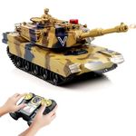 Remote Control Tank,2.4GHz Battle Tank,1：24， 350° Rotating Turret,LED Lighting,with Smoke Effect,1:24 Tank Model for 5 6 7 8-12 Year Old Kids Toys(1 pcs)