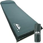 WELLAX Sleeping Pad - Foam Camping Mats, Fast Air Self-Inflating Insulated Durable Mattress for Backpacking, Traveling and Hiking - Ultrathick All-Weather Foam Pad with Build in Pillow (Green-3")