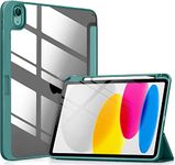 ProElite Case Cover for Apple iPad 10th Generation, Transparent case Cover with Pencil Holder for iPad 10th Gen, Dark Green