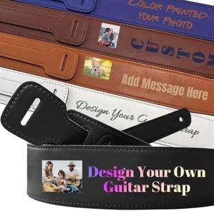 ubjva Custom Guitar Strap with Your Photo Personalized Guitar Strap Microfiber Leather Adjustable Bass Strap Gifts for Men