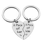 His and Her Keychain Set 2Pcs Couple Gifts for Boyfriend and Girlfriend A Piece of Him and Her Keychain Set Couple Jewelry Anniversary Valentine's Day Gift for Boyfriend Girlfriend Husband Wife,