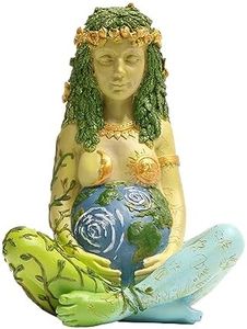 PSYHILAR Mother Earth Statue, 7" Fertility Gaia Goddess Statue, Nature Pregnant Wiccan Altar Supplies, Moon Yoga Alter Table Witchcraft