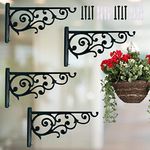 ecofynd 4 Pack Metal Wall Hook Hanging Plant Bracket | Decorative Straight Plant Hanger for Pots, Bird Feeders, Planters, Lanterns, Cotton, Wind Chimes Indoor Outdoor, Black