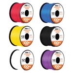 Iron Forge Cable 12 Gauge Primary Automotive Wire - 6 Roll Bulk Assortment Pack - 12 AWG Auto Wires - 100 Ft Copper Clad Aluminum Wire per Roll