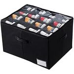 HBlife Shoe Organizer for Closet Large Foldable Shoe Storage Box Bin Containers with Clear Cover and Adjustable Dividers,Stackable Space Saving Shoes Holder, Fits 16 Pairs(Black)