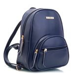 SACCI MUCCI Women's Pu Leather Stylish And Trending Backpack For Office, Daypack, Mini Travel Bag, Standard Backpack (Navy Blue), Small Size,10 Litres