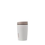Owala SmoothSip Slider Insulated Stainless Steel Coffee Tumbler, Reusable Iced Coffee Cup, Hot Coffee Travel Mug, BPA Free 355ml, Tan/White (Vanilla Bean)