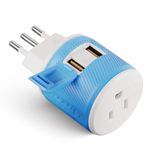 OREI Italy, Uruguay Travel Plug Adapter with Dual USB - Type L (U2U-12A), Will Work with Cell Phones, Camera, Laptop, Tablets, iPad, iPhone and More, Blue