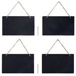 Navaris Hanging Slate Chalkboard Signs (Set of 4) - 15cm x 25cm Farmhouse Black Board Sign with Chalk for Outdoor, Door, Wall, Weddings - Horizontal