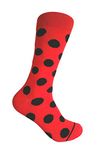 Men's Red polkadots Dress socks Red/Black,One size fits most men; Sock Size 10-13.