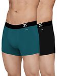 XYXX Cotton Regular Solid (Pack of 2) (Aero Trunks for Men Combo_Black + Legion Blue_M)