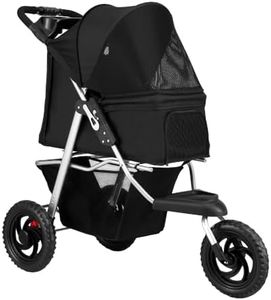i.Pet Pet Stroller, Double Cat Dog Carrier Backpack Travel Strollers Pram Seat Trolley Outdoors Transport Carriers, Folding with 3 Wheels Removable Cushion Black