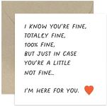 Old English Co. Thinking of You Card for Best Friend - Here For You - Funny Sympathy Card for Him Her - Sorry, Condolences, Support | Blank Inside Envelope