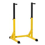 Soozier Dip Station, Body Press Parallel Bar with 10 Adjustable Height, Home Gym Workout Trainer Dip Bar, Yellow